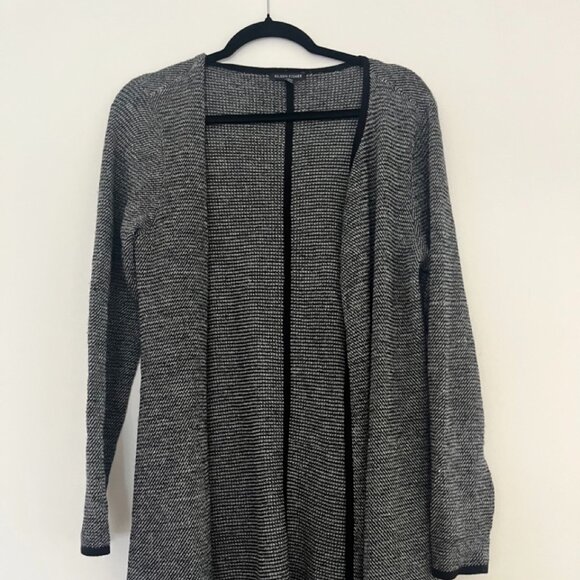 Eileen Fisher Black & White Wool and Linen Medium Long Cardigan - Picture 1 of 5